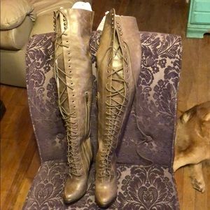 Joie thigh high lace up boots.